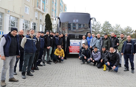 Deprem bölgesinden dönen İmbat Madencilerine sürpriz karşılaşma