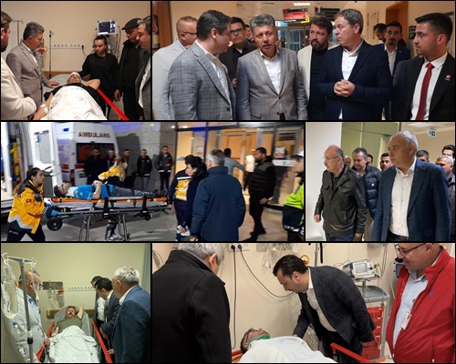 Yaralı işçileri hastanede ziyaret ettiler