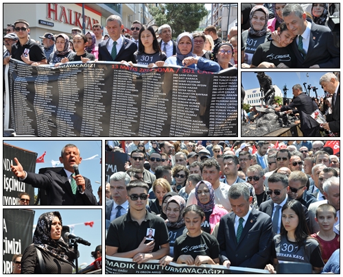 CHP Genel Başkanı Özel Madenci aileleri ile omuz omuza
